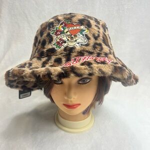 Ed Hardy Leopard Print Hat with Tattoo Design